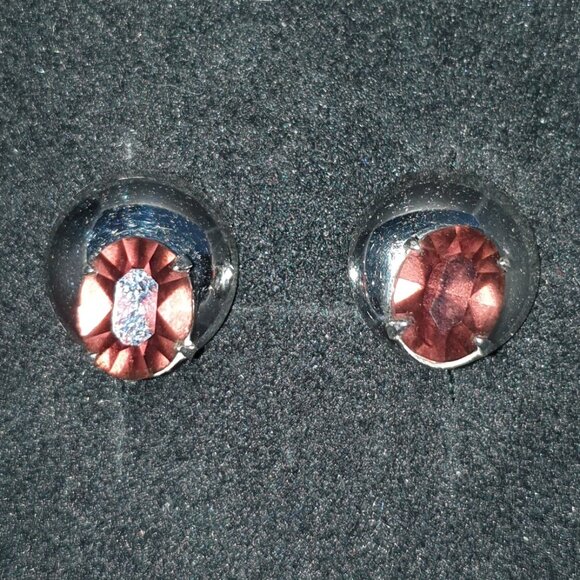 Vintage Bond Boyd Brown Rhinestone Sterling Silver Screw Back Earrings - Picture 1 of 11